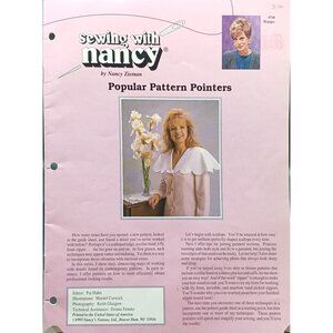 Sewing With Nancy By Nancy Zieman 1993 Popular Pattern Pointers 20 Pages Vintage